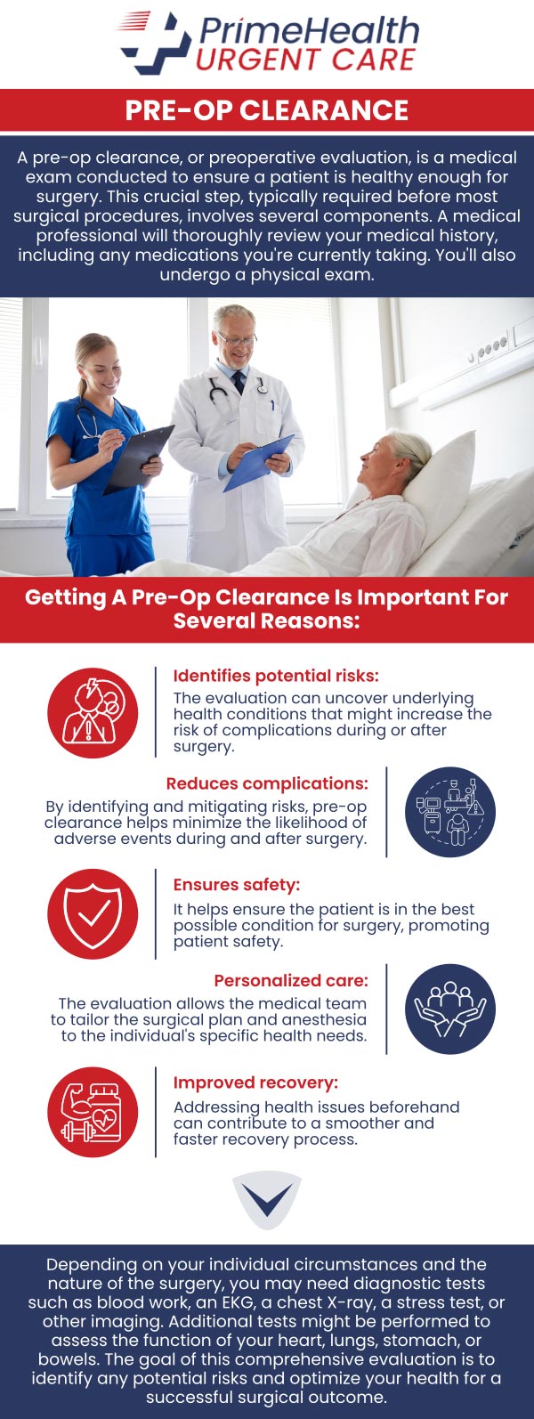 Dr. Espinal, MD, offers thorough pre-op clearance physicals at PrimeHealth Urgent Care to ensure patients are medically prepared for surgery. With careful evaluations and a personalized approach, our team helps minimize surgical risks and supports safe, successful procedures. For more information, contact us or book an appointment online. We have convenient locations to serve you in Parrish FL, Bradenton FL, Sarasota FL, Lehigh Acres FL, Estero FL, Ellenton FL, Port Charlotte FL, and West Bradenton, FL. Dr. Espinal, MD, offers thorough pre-op clearance physicals at PrimeHealth Urgent Care to ensure patients are medically prepared for surgery. With careful evaluations and a personalized approach, our team helps minimize surgical risks and supports safe, successful procedures. For more information, contact us or book an appointment online. We have convenient locations to serve you in Parrish FL, Bradenton FL, Sarasota FL, Lehigh Acres FL, Estero FL, Ellenton FL, Port Charlotte FL, and West Bradenton, FL.